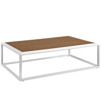 Modway EEI-3021-WHI-NAT Stance Outdoor Patio Aluminum Coffee Table