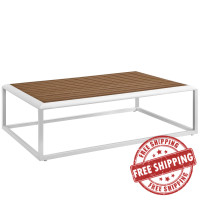 Modway EEI-3021-WHI-NAT Stance Outdoor Patio Aluminum Coffee Table