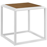Modway EEI-3022-WHI-NAT Stance Outdoor Patio Aluminum Side Table