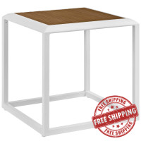 Modway EEI-3022-WHI-NAT Stance Outdoor Patio Aluminum Side Table