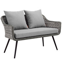Modway EEI-3024-GRY-GRY Endeavor Outdoor Patio Wicker Rattan Loveseat