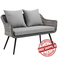 Modway EEI-3024-GRY-GRY Endeavor Outdoor Patio Wicker Rattan Loveseat