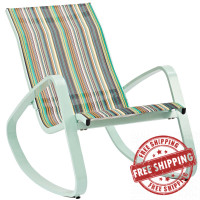 Modway EEI-3027-GRN-STR Traveler Rocking Outdoor Patio Mesh Sling Lounge Chair