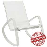 Modway EEI-3027-WHI-WHI Traveler Rocking Outdoor Patio Mesh Sling Lounge Chair