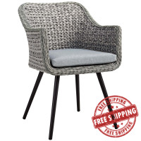 Modway EEI-3028-GRY-GRY Endeavor Outdoor Patio Wicker Rattan Dining Armchair