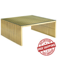 Modway EEI-3037-GLD Gridiron Stainless Steel Coffee Table