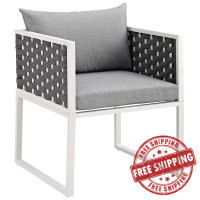 Modway EEI-3053-WHI-GRY Stance Outdoor Patio Aluminum Dining Armchair