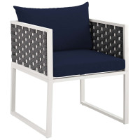Modway EEI-3053-WHI-NAV Stance Outdoor Patio Aluminum Dining Armchair