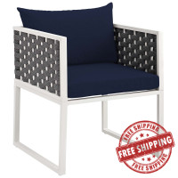 Modway EEI-3053-WHI-NAV Stance Outdoor Patio Aluminum Dining Armchair