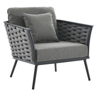 Modway EEI-3054-GRY-CHA Stance Outdoor Patio Aluminum Armchair Gray Charcoal