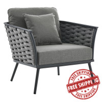 Modway EEI-3054-GRY-CHA Stance Outdoor Patio Aluminum Armchair Gray Charcoal