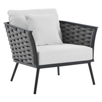 Modway EEI-3054-GRY-WHI Stance Outdoor Patio Aluminum Armchair Gray White