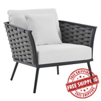 Modway EEI-3054-GRY-WHI Stance Outdoor Patio Aluminum Armchair Gray White