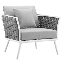 Modway EEI-3054-WHI-GRY Stance Outdoor Patio Aluminum Armchair