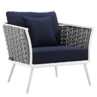 Modway EEI-3054-WHI-NAV Stance Outdoor Patio Aluminum Armchair