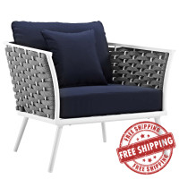 Modway EEI-3054-WHI-NAV Stance Outdoor Patio Aluminum Armchair