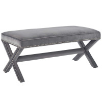 Modway EEI-3067-GRY Rivet Performance Velvet Bench
