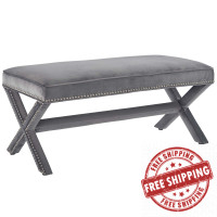 Modway EEI-3067-GRY Rivet Performance Velvet Bench