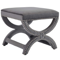 Modway EEI-3068-GRY Expound Upholstered Nailhead Trim Performance Velvet Ottoman