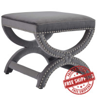 Modway EEI-3068-GRY Expound Upholstered Nailhead Trim Performance Velvet Ottoman