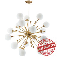 Modway EEI-3077 Constellation White Glass and Brass Pendant Chandelier