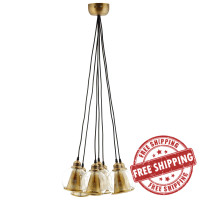 Modway EEI-3083 Peak Brass Cone and Glass Globe Cluster Pendant Chandelier