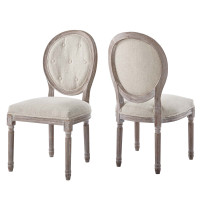 Modway EEI-3105-BEI-SET Arise Vintage French Upholstered Fabric Dining Side Chair Set of 2
