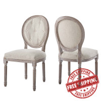 Modway EEI-3105-BEI-SET Arise Vintage French Upholstered Fabric Dining Side Chair Set of 2