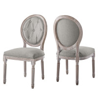 Modway EEI-3105-LGR-SET Arise Vintage French Upholstered Fabric Dining Side Chair Set of 2