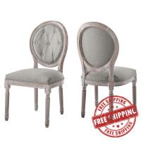 Modway EEI-3105-LGR-SET Arise Vintage French Upholstered Fabric Dining Side Chair Set of 2