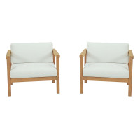 Modway EEI-3108-NAT-WHI-SET Bayport 2 Piece Outdoor Patio Teak Set