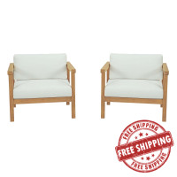 Modway EEI-3108-NAT-WHI-SET Bayport 2 Piece Outdoor Patio Teak Set