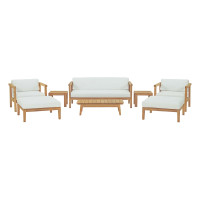 Modway EEI-3110-NAT-WHI-SET Bayport 8 Piece Outdoor Patio Teak Set