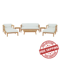 Modway EEI-3110-NAT-WHI-SET Bayport 8 Piece Outdoor Patio Teak Set