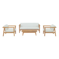 Modway EEI-3111-NAT-WHI-SET Bayport 4 Piece Outdoor Patio Teak Set