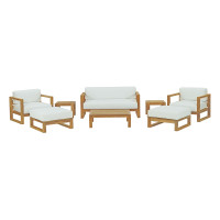 Modway EEI-3117-NAT-WHI-SET Upland 8 Piece Outdoor Patio Teak Set