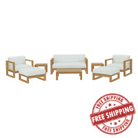 Modway EEI-3117-NAT-WHI-SET Upland 8 Piece Outdoor Patio Teak Set