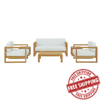 Modway EEI-3118-NAT-WHI-SET Upland 6 Piece Outdoor Patio Teak Set