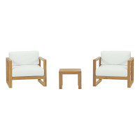 Modway EEI-3119-NAT-WHI-SET Upland 3 Piece Outdoor Patio Teak Set