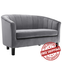 Modway EEI-3137-GRY Prospect Channel Tufted Performance Velvet Loveseat