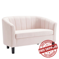 Modway EEI-3137-PNK Pink Prospect Channel Tufted Performance Velvet Loveseat