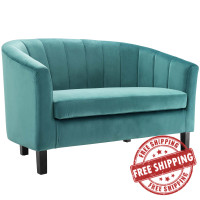 Modway EEI-3137-TEA Prospect Channel Tufted Performance Velvet Loveseat