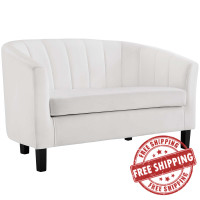 Modway EEI-3137-WHI Prospect Channel Tufted Performance Velvet Loveseat