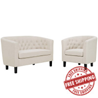 Modway EEI-3148-BEI-SET Prospect 2 Piece Upholstered Fabric Loveseat and Armchair Set