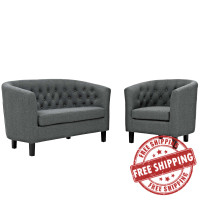 Modway EEI-3148-GRY-SET Prospect 2 Piece Upholstered Fabric Loveseat and Armchair Set