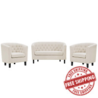 Modway EEI-3149-BEI-SET Prospect 3 Piece Upholstered Fabric Loveseat and Armchair Set