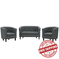 Modway EEI-3149-GRY-SET Prospect 3 Piece Upholstered Fabric Loveseat and Armchair Set