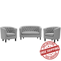 Modway EEI-3149-LGR-SET Prospect 3 Piece Upholstered Fabric Loveseat and Armchair Set