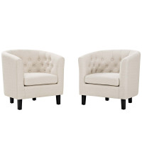 Modway EEI-3150-BEI-SET Prospect 2 Piece Upholstered Fabric Armchair Set