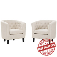 Modway EEI-3150-BEI-SET Prospect 2 Piece Upholstered Fabric Armchair Set